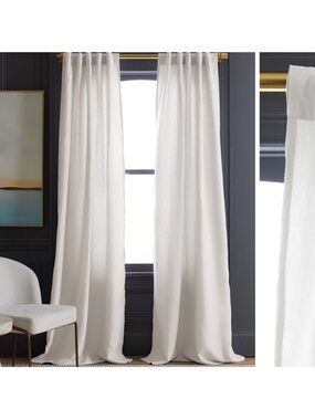 NWT QUINCE Set Of 2 48x96 European Linen Curtains Cream 7408